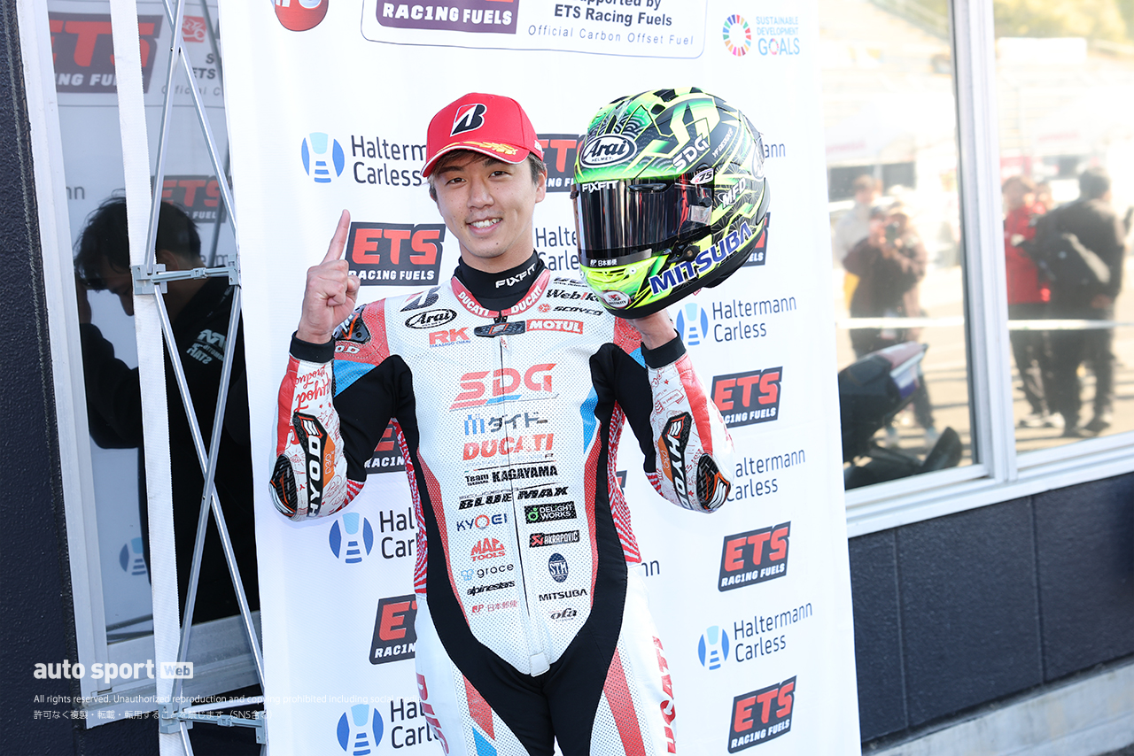ポールポジションを獲得した水野涼（SDG DUCATI Team KAGAYAMA）／2026全日本ロード第2戦SUGO JSB1000 予選