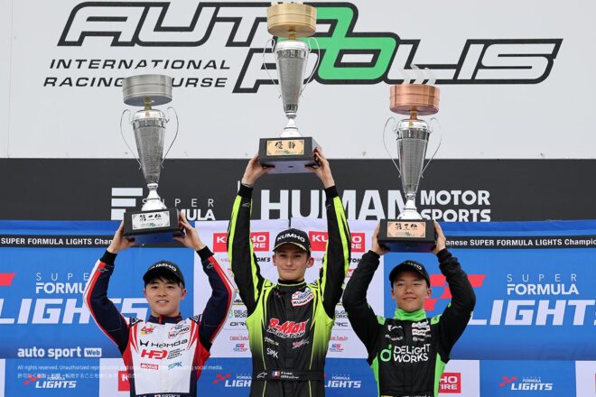 全日本スーパーフォーミュラ・ライツ選手権第6戦オートポリスは赤旗中断の荒れたレースでジルテールが逆転勝利。今季3勝目