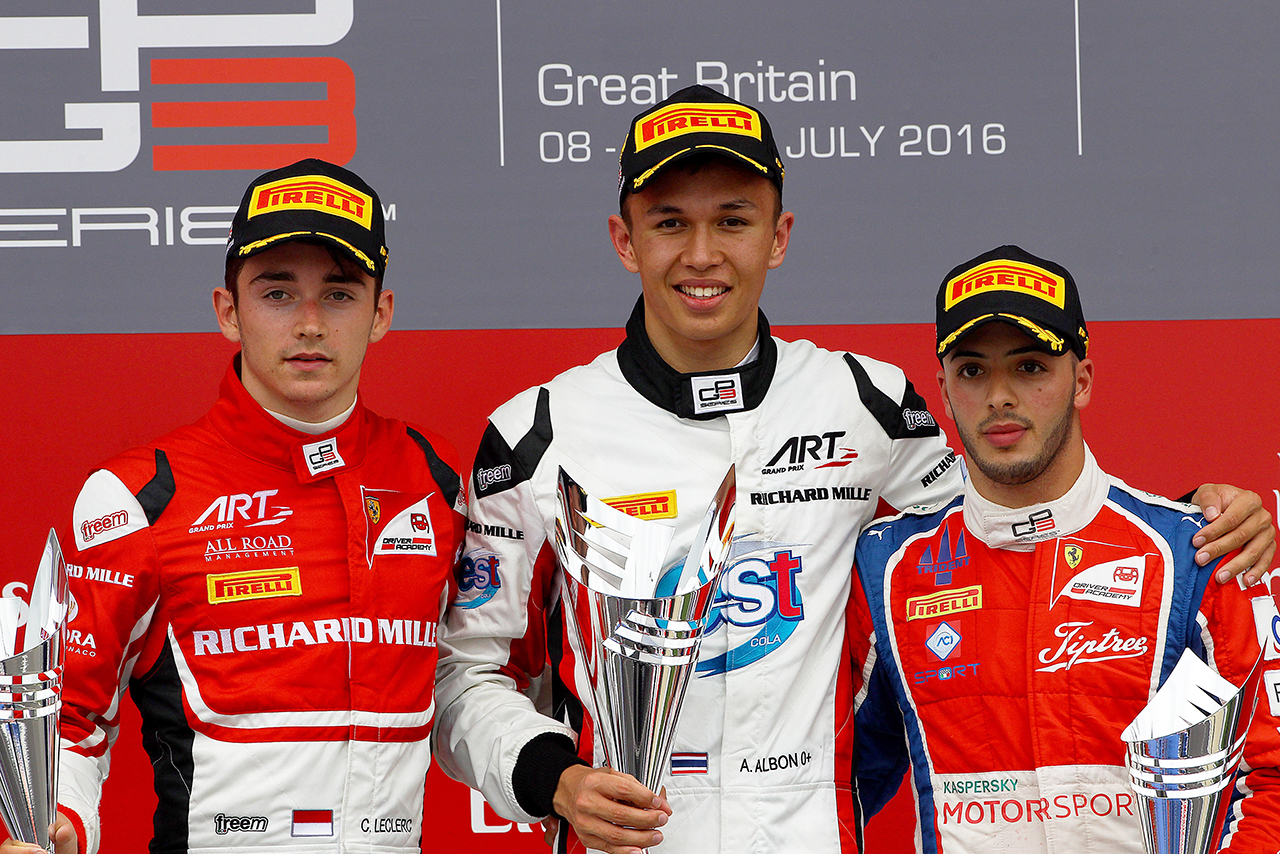2016年GP3に参戦したアレクサンダー・アルボン（ARTグランプリ）。チームメイトのシャルル・ルクレールには届かなかったが選手権2位を掴んだ