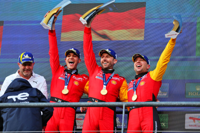 終盤に荒れたスパでBMWが歴史的なワン・ツー、WECハイパーカー初優勝を祝う。トヨタは可夢偉組が追い上げ5位入賞【第2戦決勝／後半レポート】