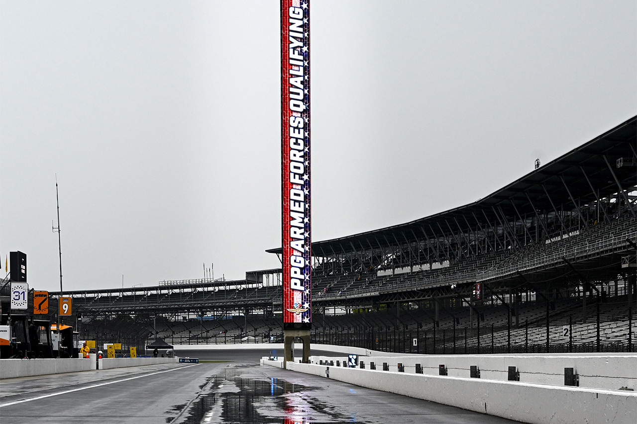 第110回インディアナポリス500マイルレース、予選初日は雨により走行できず。全車のアテンプトは2日目へ持ち越し