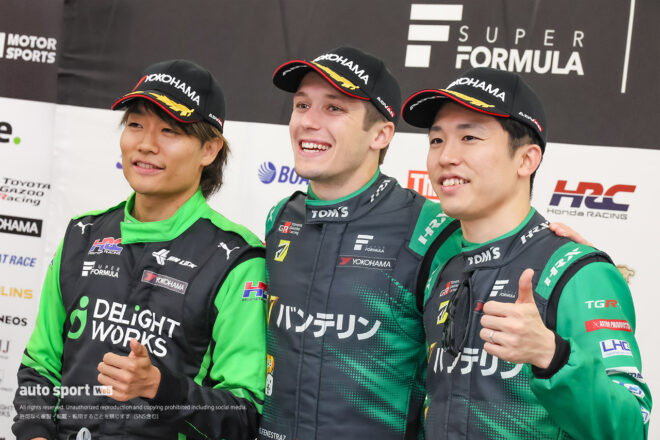 鈴鹿を制したフェネストラズ「違う結果になっていたかもしれない」。坪井は予選下位から挽回の3位へ【第4戦決勝会見】【スーパーフォーミュラ第4戦決勝会見】