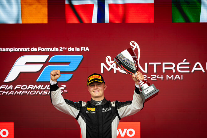 2026年FIA F2第3戦モントリオール　フィーチャーレースで初優勝を飾ったマルティニウス・ステンスホーン（ロダン・モータースポーツ）