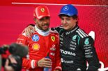 優勝したアンドレア・キミ・アントネッリ（メルセデス）と2位ルイス・ハミルトン（フェラーリ）