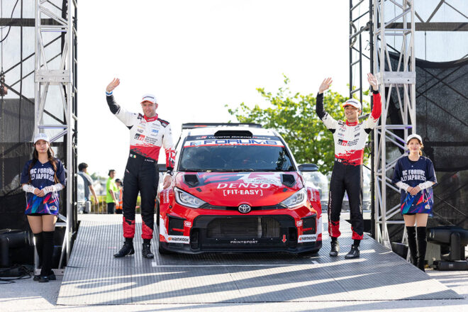 WRC2クラスの3位表彰台を獲得した山本雄紀／ジェームス・フルトン組（トヨタGRヤリス・ラリー2）
