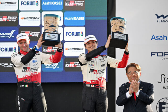 WRC2クラスの3位表彰台を獲得した山本雄紀／ジェームス・フルトン組（トヨタGRヤリス・ラリー2）