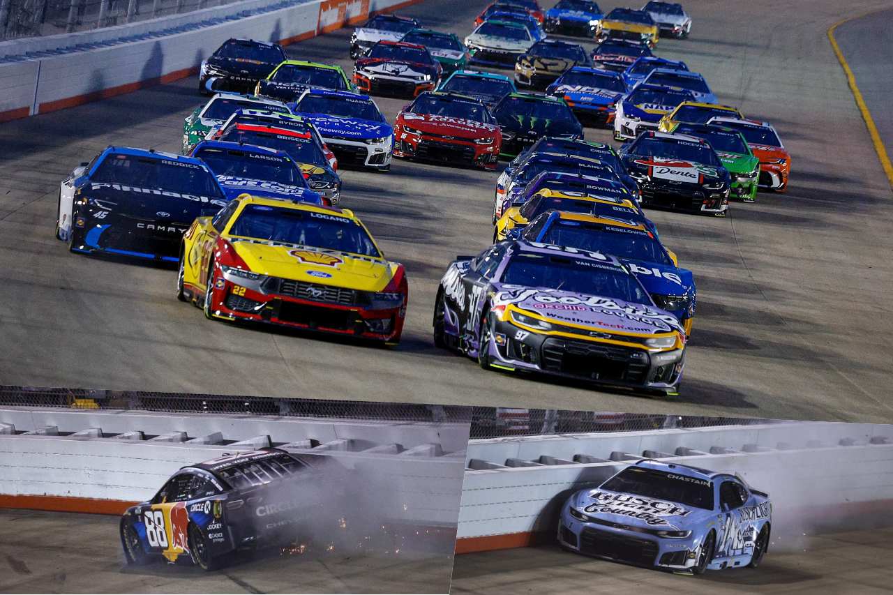最後尾からの大逆転。デニー・ハムリンがJGRの陣営内“3ワイド”を制し通算62勝目／NASCAR第14戦