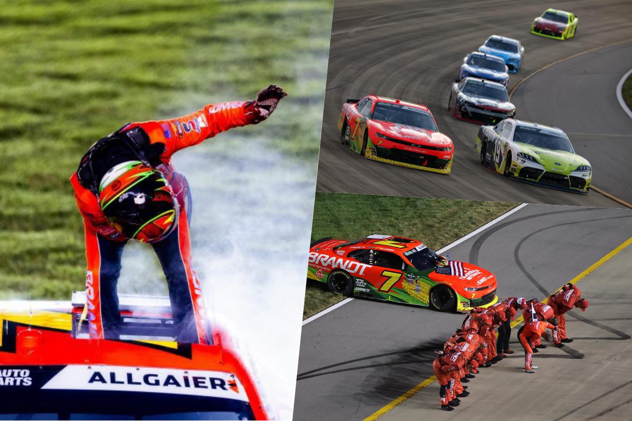 最後尾からの大逆転。デニー・ハムリンがJGRの陣営内“3ワイド”を制し通算62勝目／NASCAR第14戦