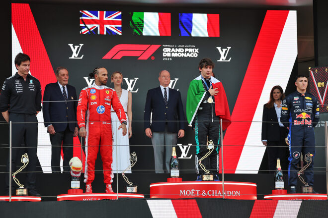 2026年F1第6戦モナコGPの暫定表彰式