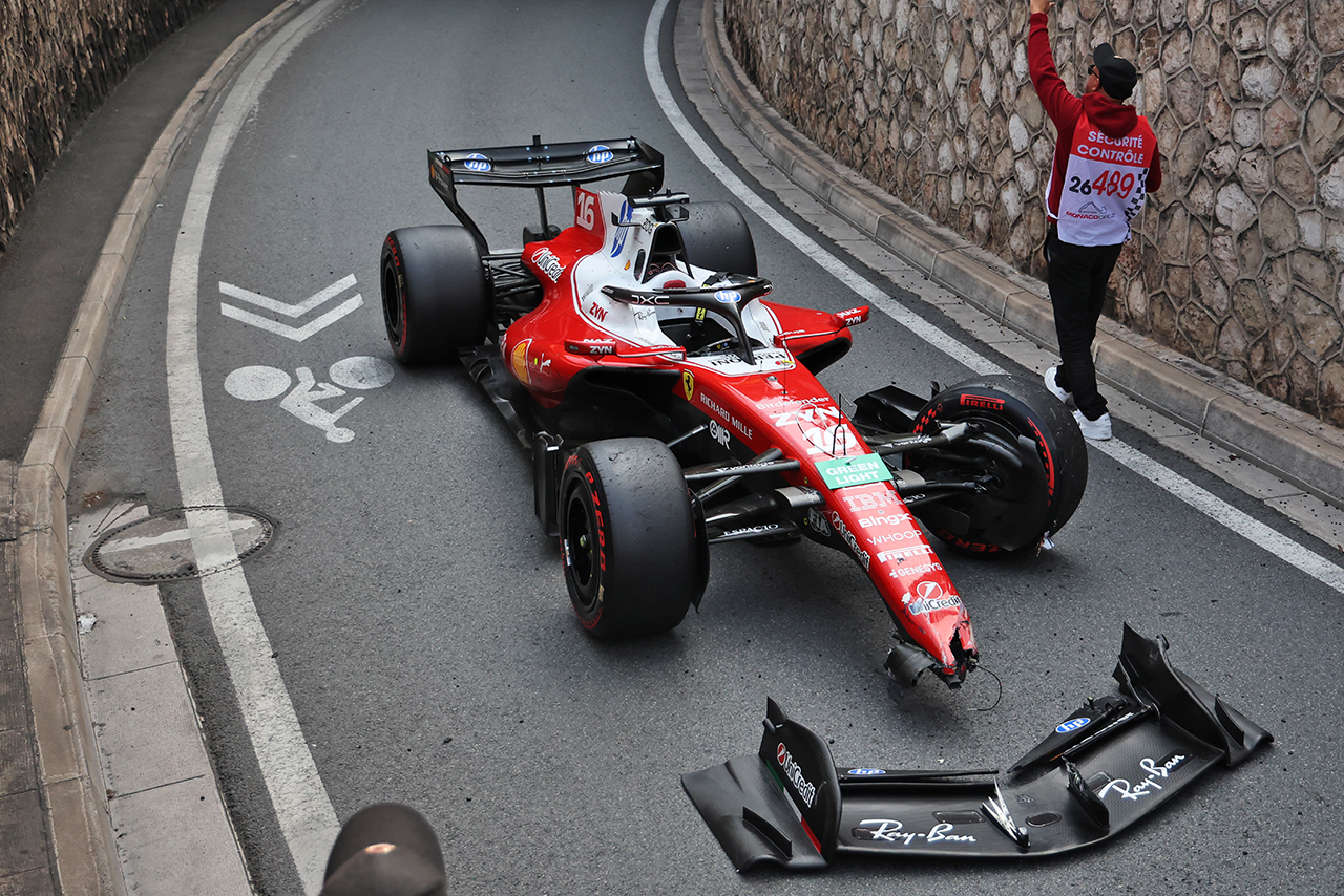 クラッシュしたシャルル・ルクレール（フェラーリ）の車両