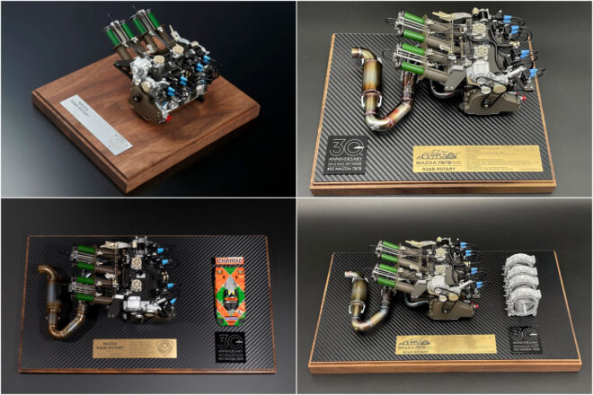 マツダ787Bのル・マン優勝から35年、搭載するロータリーエンジン『R26B』を1／6スケールで再現。クラッチやミッションも