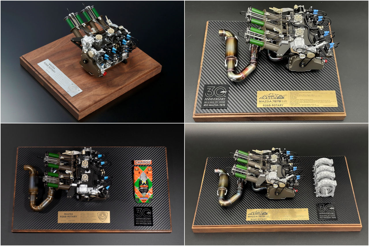 マツダ787Bのル・マン優勝から35年、搭載するロータリーエンジン『R26B』を1／6スケールで再現。クラッチやミッションも