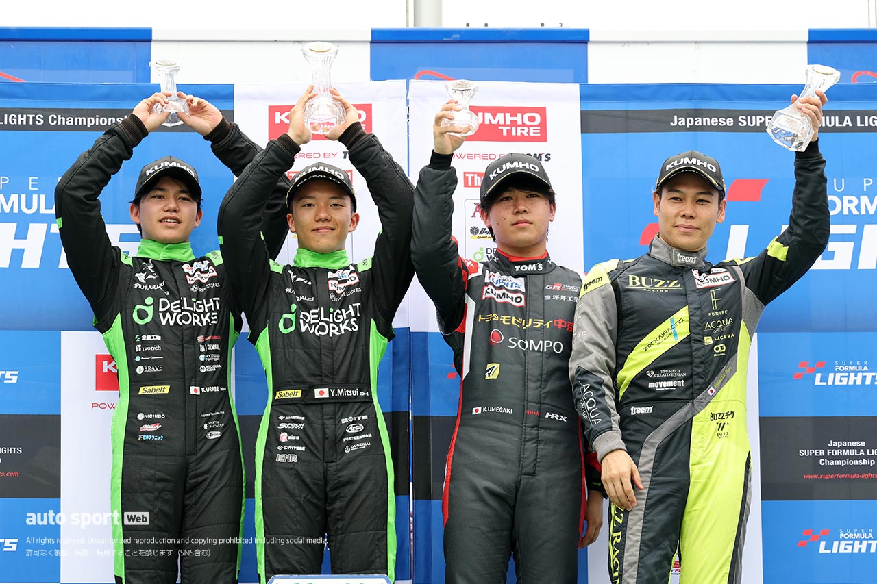 スーパーフォーミュラ・ライツ第10戦岡山は三井優介が連勝。卜部和久が2位でDELiGHTWORKS RACINGが初のワン・ツー