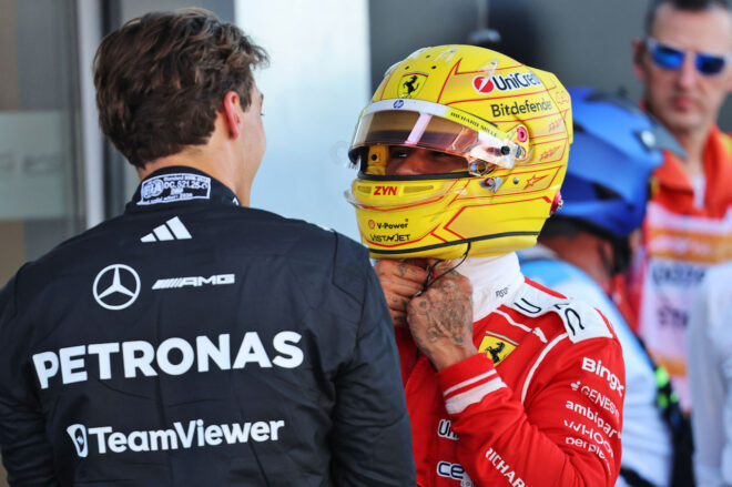 ルイス・ハミルトン（フェラーリ）とジョージ・ラッセル（メルセデス）