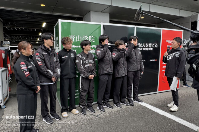 青学自動車部チームがS耐富士24時間に初挑戦。学生メンバーがドライバー、メカニック、エンジニア、広報として徹夜の奮闘