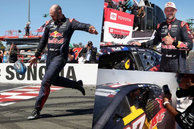 猛追のチェイス・ブリスコを抑え切り、マイスター“SVG”が最小僅差のロードコース通算8勝目／NASCAR第18戦