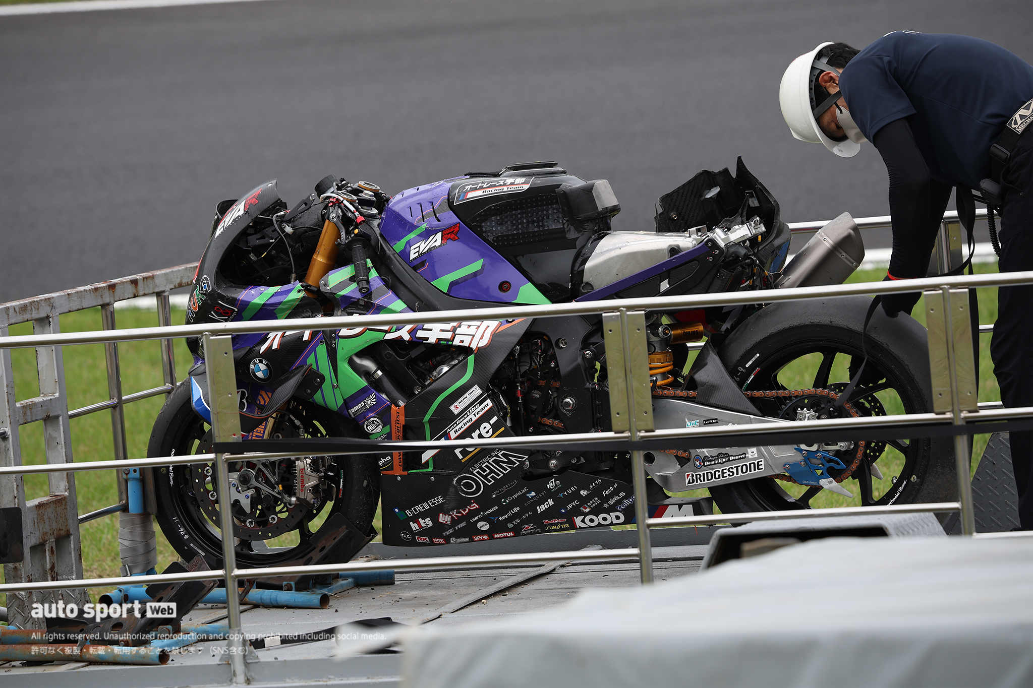 クラッシュを喫したAutoRace Ube Racing Teamのマシン／2026鈴鹿8耐 合同テスト 2回目