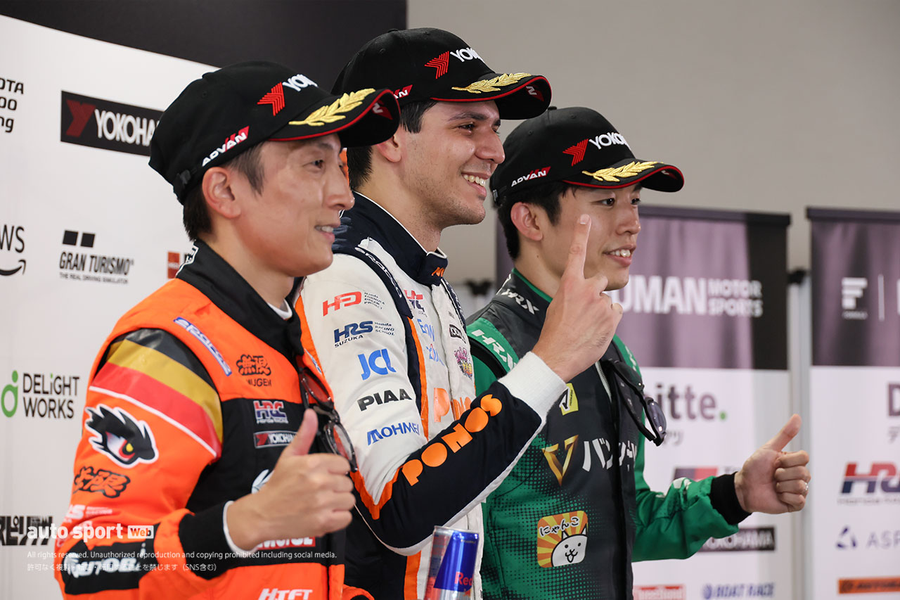 野尻智紀（TEAM MUGEN AUTOBACS）、イゴール・オオムラ・フラガ（PONOS NAKAJIMA RACING）、坪井翔（VANTELIN TEAM TOM’S）