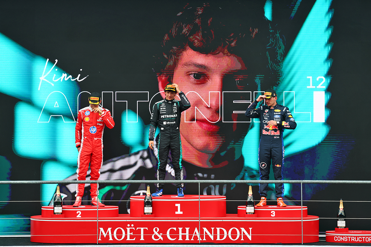 2026年F1第10戦ベルギーGP表彰式／優勝はアンドレア・キミ・アントネッリ（メルセデス）