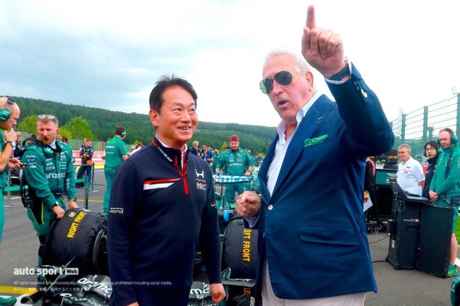 ホンダ・レーシング（HRC）の渡辺康治社長＆オーナーのローレンス・ストロール（アストンマーティン）