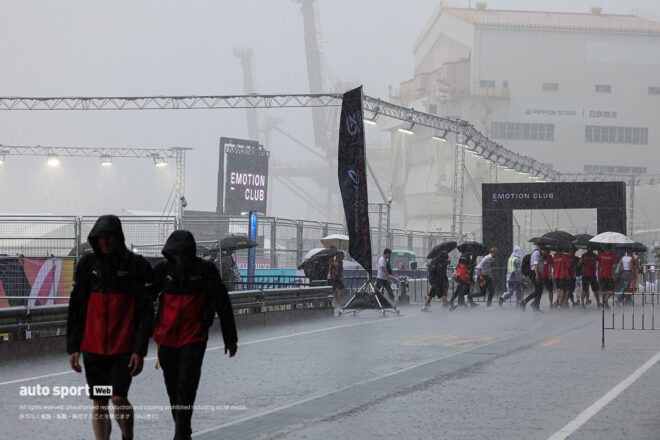フォーミュラE東京第15戦のフリープラクティス3は雷雨により中止に。会場では屋内へ避難指示