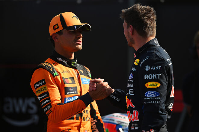 優勝ランド・ノリス（マクラーレン）と2位マックス・フェルスタッペン（レッドブル）SI202607260253