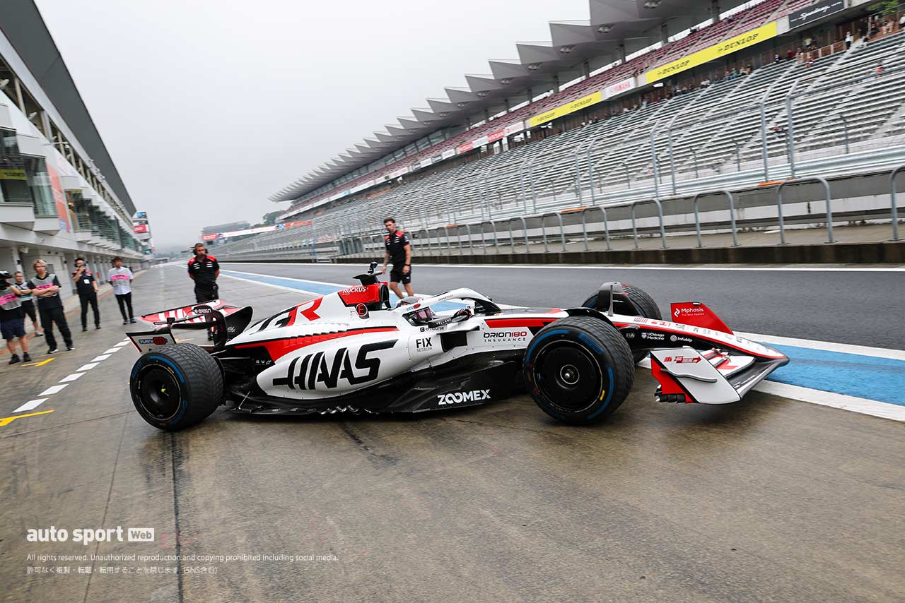 ハースの旧型車テスト／TPCが富士でスタート。午前はF1初乗りの福住仁嶺が1分18秒080をマーク
