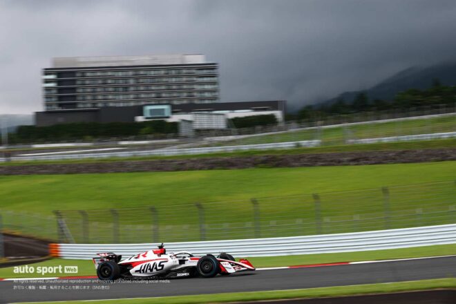 ハースの旧型車テスト／TPCが富士でスタート。午前はF1初乗りの福住仁嶺が1分18秒080をマーク