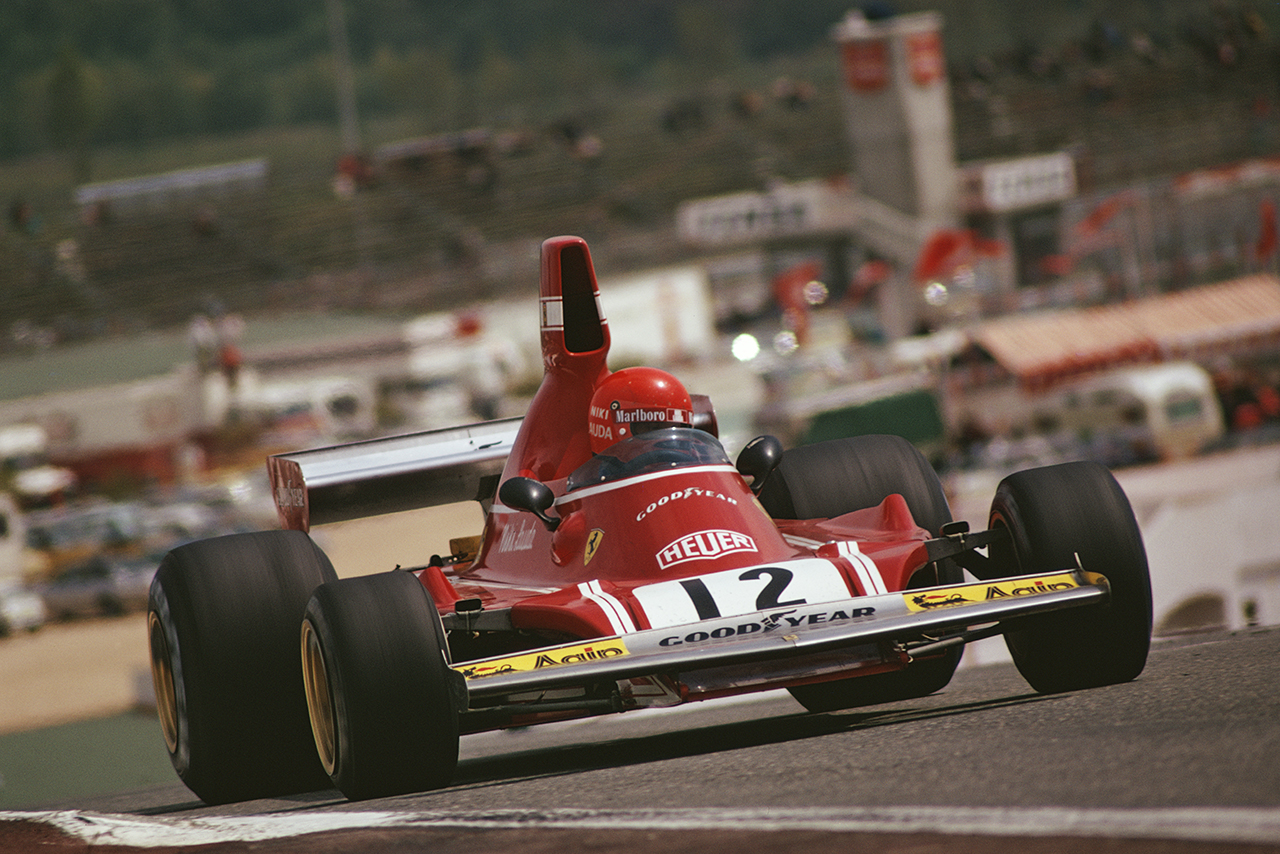 1974年第4戦スペインGP　F1初優勝を飾ったニキ・ラウダ（フェラーリ）