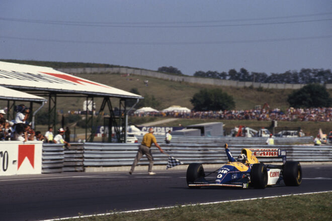 1993年F1第11戦ハンガリーGP　F1初優勝を飾ったデイモン・ヒル（ウイリアムズ）