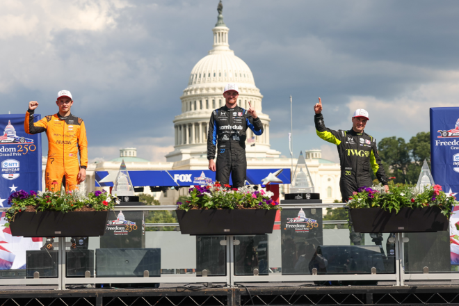 アメリカ建国250周年記念レースでカークウッドが母国に勝利を捧げる。アンドレッティが1.3.4フィニッシュ／インディカー第15戦