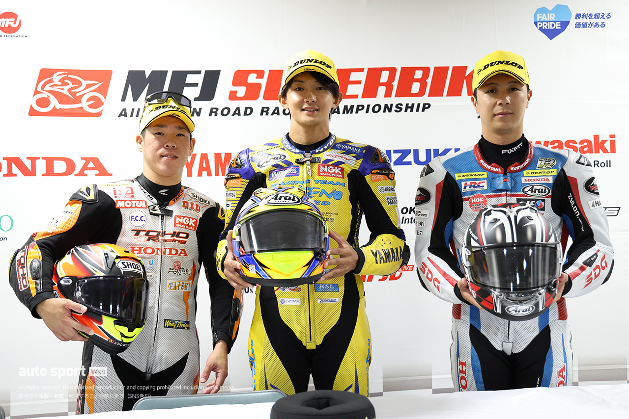 トップ3会見の様子／2026全日本ロード第5戦もてぎ ST1000 レース1