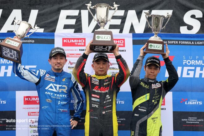 全日本スーパーフォーミュラ・ライツ選手権第15戦は二度の赤旗に。鈴木斗輝哉が3連勝