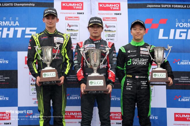 全日本スーパーフォーミュラ・ライツ選手権第15戦は二度の赤旗に。鈴木斗輝哉が3連勝