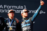 優勝したアンドレア・キミ・アントネッリ（メルセデス）と3位ランド・ノリス（マクラーレン）