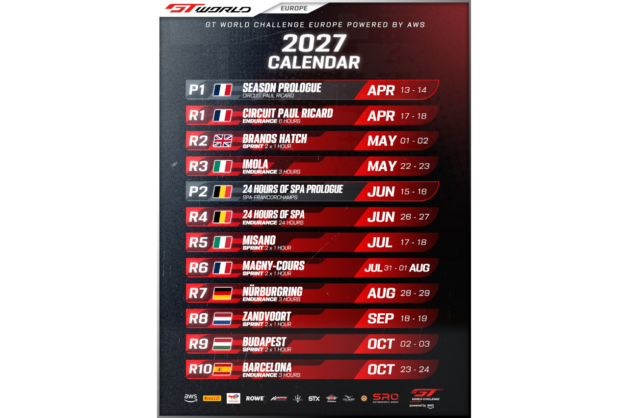 SROが2027年GTWCヨーロッパのテスト日程を発表。スパ24時間の“プロローグ”はレース1週間前に