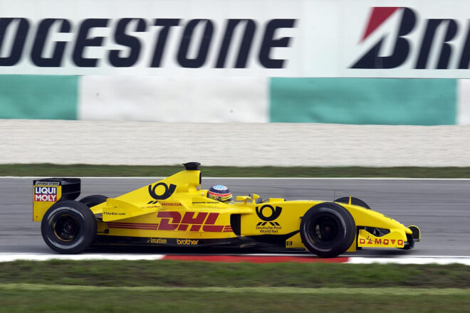 2002年F1第2戦マレーシアGP ジョーダンE12をドライブする佐藤琢磨