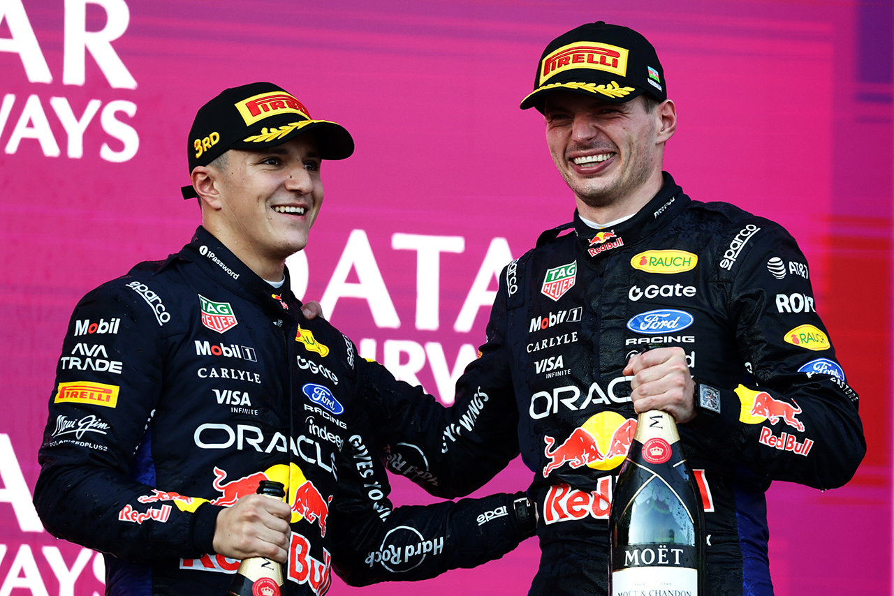 2位マックス・フェルスタッペンと3位アイザック・ハジャー（レッドブル）