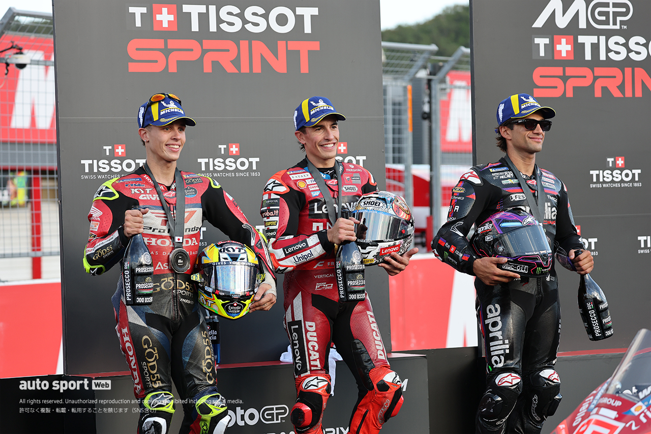 スプリントのポディウムの様子／2026MotoGP第16戦日本GP
