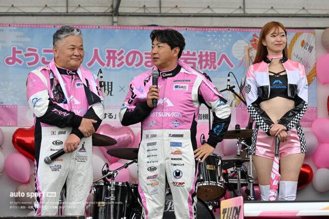 着せ恋カラーのTKRI 松永建設 AMG GT3が岩槻に見参！ 夜のイベントではDAISUKE＆片岡龍也が熱いライブを披露