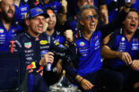 今季初優勝を挙げたマックス・フェルスタッペン（レッドブル）とローラン・メキース代表